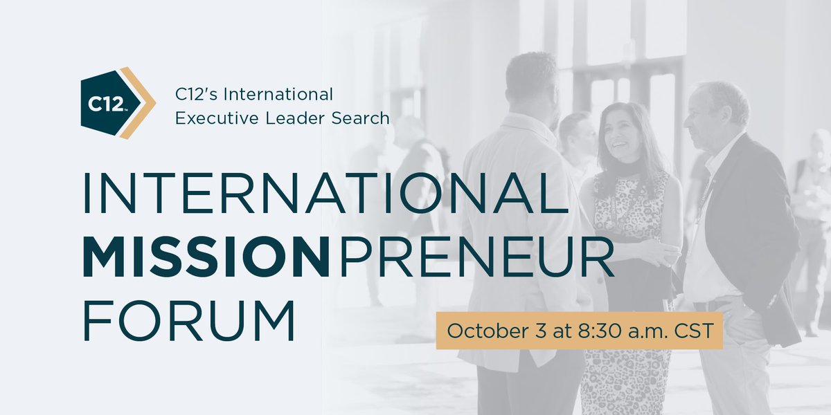 c12forums's tweet image. Join us tomorrow, Tuesday, October 3, at 8:30 a.m. CST to explore the exciting opportunity of becoming the next International C12 Chair. 

Register at: bit.ly/3C93Cbq.

#InternationalBusiness #ChristianBusiness #Leader #CEO #President