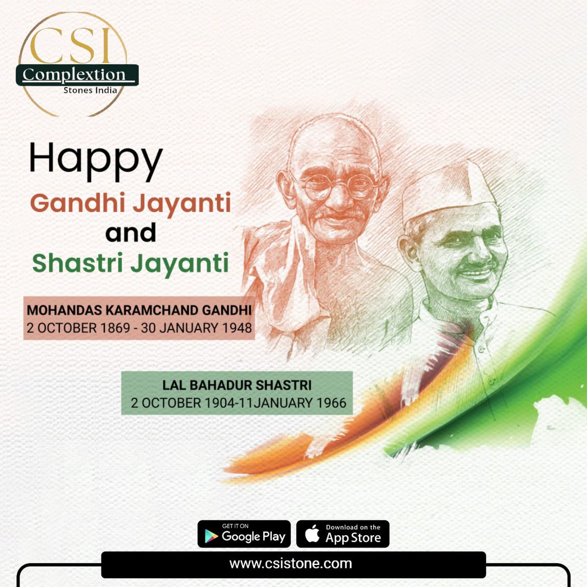 ComplexionIndia's tweet photo. Wishing Happy Gandhi Jayanti &amp; Lal Bahadur Shastri. 

#LalBahadurShastri #MahtmaGandhi https://t.co/wfkNOWfwQu