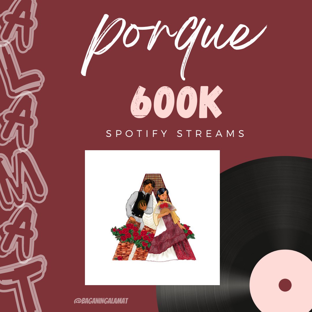 BAGANIngALAMAT's tweet photo. [ALAMAT Spotify Milestone]

'porque' by ALAMAT has reached 600,000 streams on Spotify! 🤎

Thank you for your support, Magiliws!

#ALAMAT #ALAMATporque https://t.co/8Y96xk0DQj