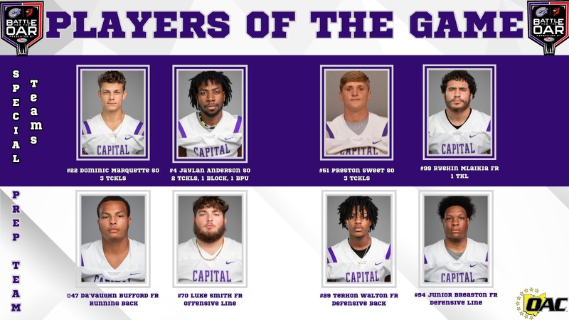 Week 5 Players of the Game. Congratulations to these young men. They played a pivotal role in winning the OAR!