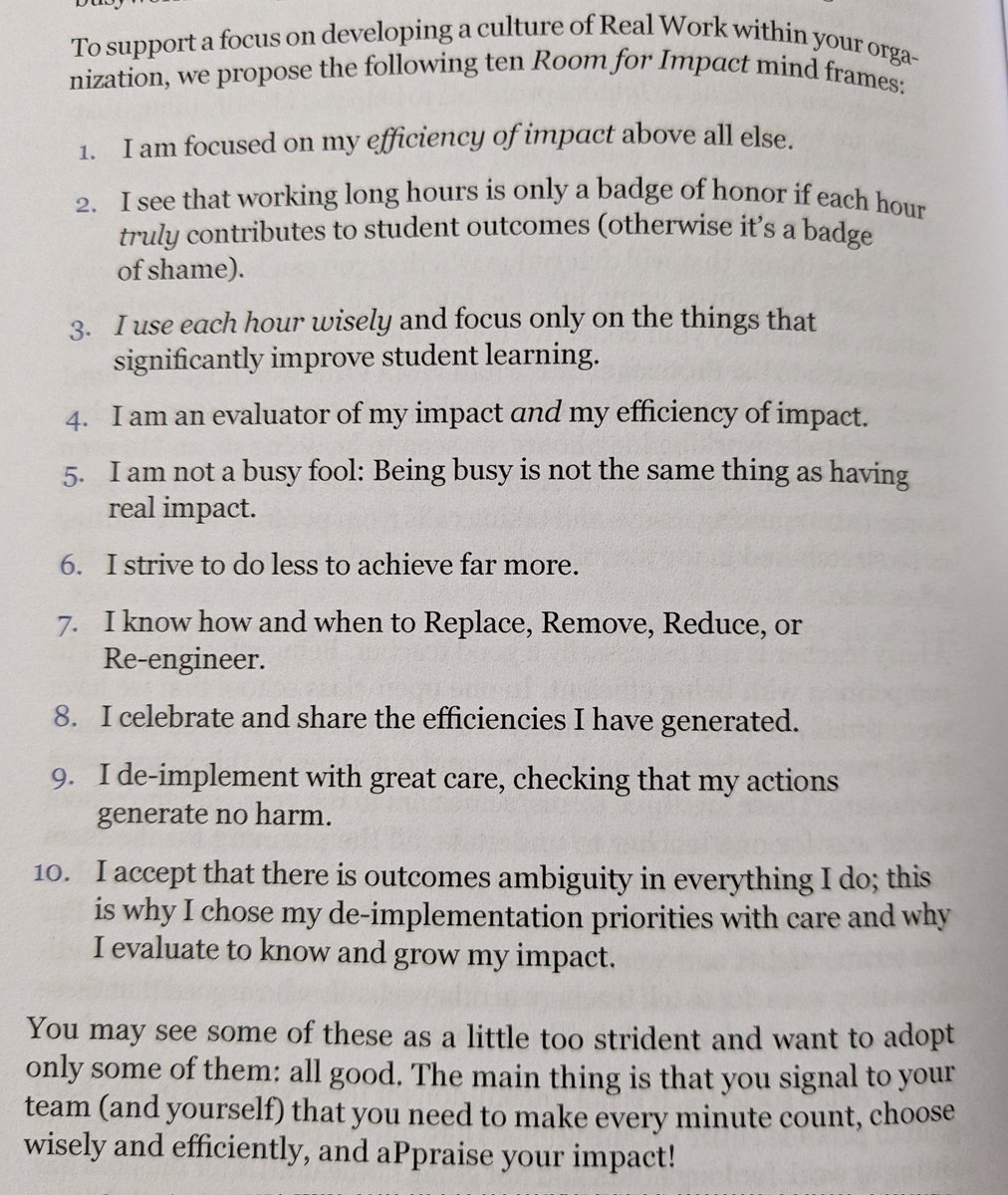 MrsBallAP's tweet photo. Wow, such an interesting list of mind frames from @dylanwiliam Making Room for Impact book. Definitely food for thought for leaders. https://t.co/VYWqBShOli