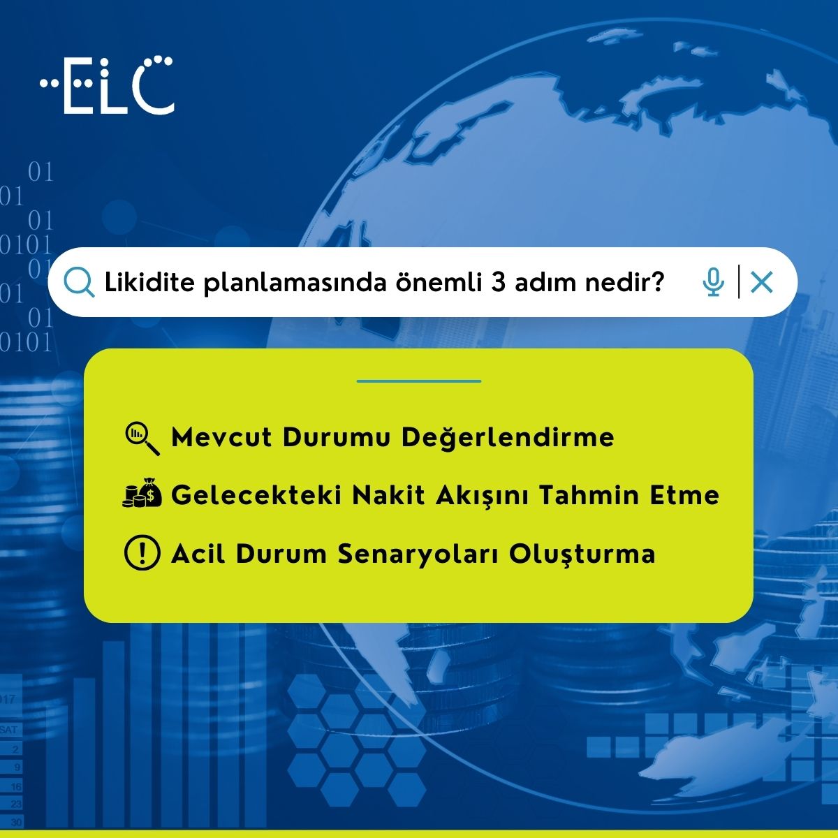 Likidite planlaması, bir şirketin finansal sağlığını korumak ve gelecekteki nakit akışını tahmin etmek için kritik bir süreçtir.
Daha fazla bilgi almak için ziyaret edin:
🚀bit.ly/4545YVm

#ELC #ELCStrategy #LikiditeYönetimi #TreasuryManagement #FinansYönetimi #Kyriba