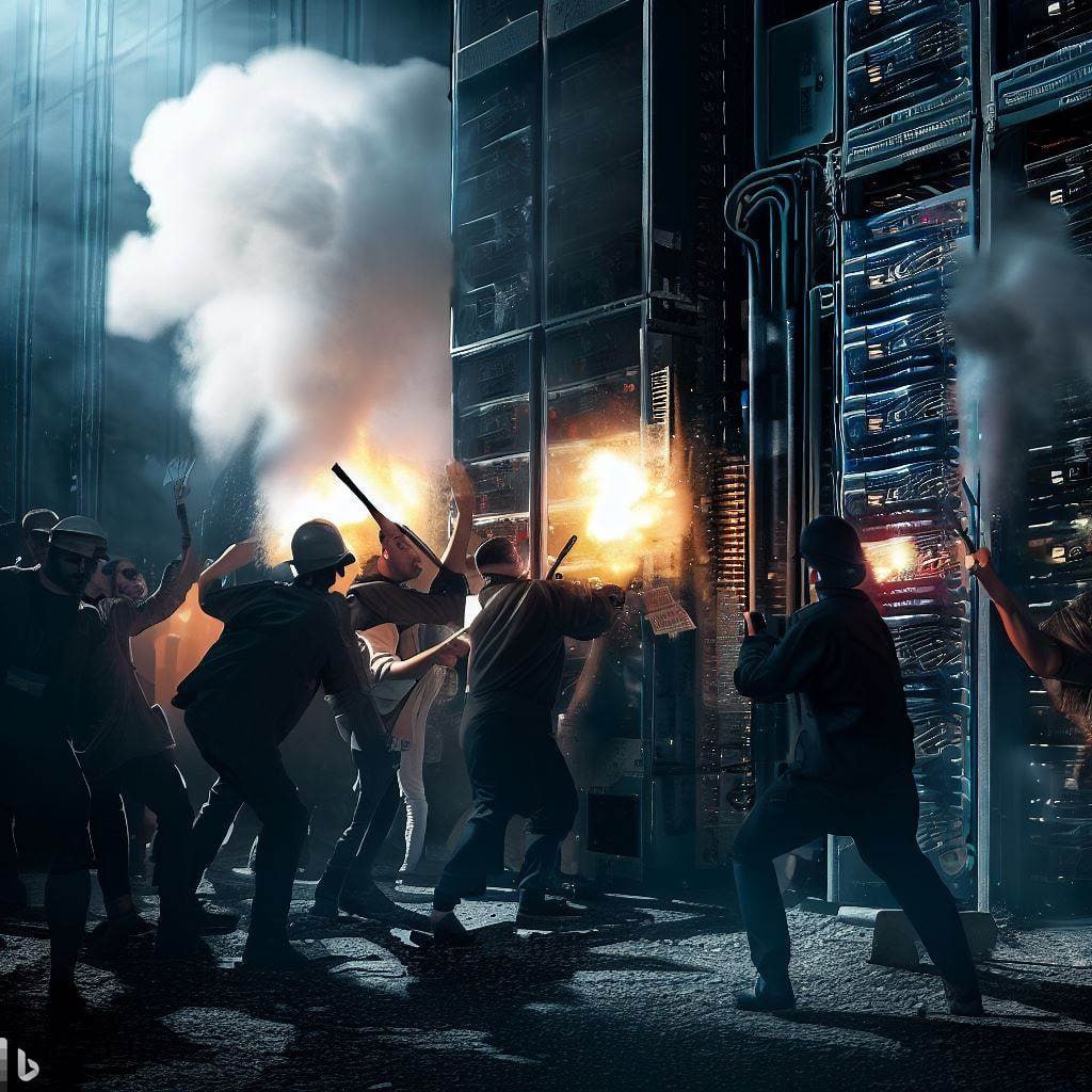 khrulenko_v's tweet photo. Unemployed IT workers raid the AI data center that took away their jobs.
AI, Bing, 2023
#AI #bingChat #IT #GPT #chatGPT #AIJobCrisis #Automation #FutureOfWork #AIUnemployment #RobotsTakingOver #AIJobCrisis https://t.co/3L58Y68Y59