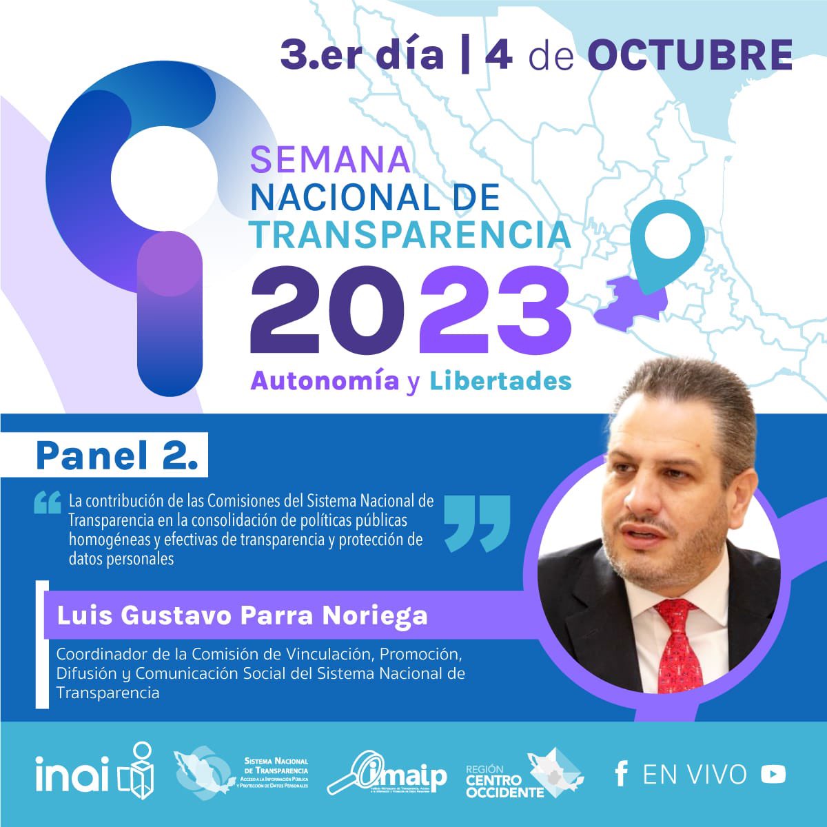 CONAIP_SNT's tweet photo. @lgparranoriega, Comisionado del @Infoem, será parte de la Semana Nacional de Transparencia, sede Michoacán, para aportar su experiencia en temas de transparencia y rendición de cuentas. 

#SNT2023🔎
📍 #Morelia 
🗓️ 4 de octubre
⏰ 10h | @UMSNH_Oficial 
https://t.co/o8ax0cKESk https://t.co/TFwPNczHQP