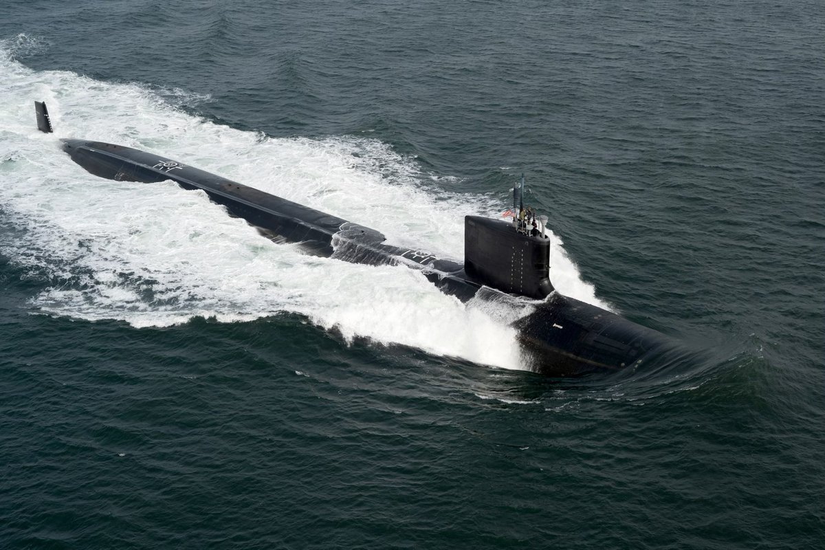 GDElectricBoat's tweet photo. Watching a submarine embark on sea trials is a milestone @GDElectricBoat shipbuilders take pride in, knowing not only did we build an incredible vessel, but a home for the submariners who sail into harm’s way.
 
Pictured is the #ebbuilt SSN 795 Hyman G. Rickover, the 22nd submarine of the Virginia class, heading out from the Groton shipyard on Insurv sea trials over the weekend.