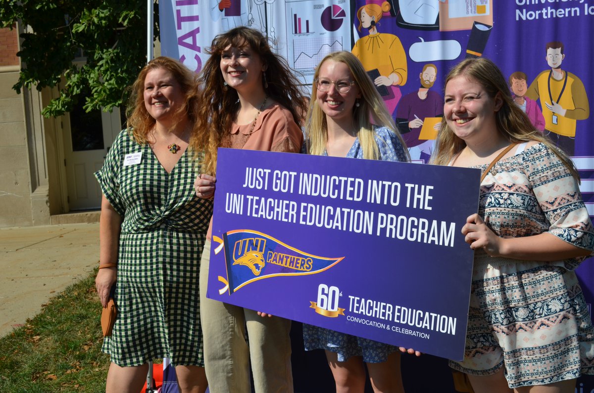 COE_UNI's tweet photo. A tradition continues... welcome to the new inductees into UNI Teacher Education! Full of the pomp and circumstance this milestone deserves. Congrats to all and thanks to everyone who joined in this Family Weekend!! #UNITeacherEd https://t.co/S5l5liH2ON