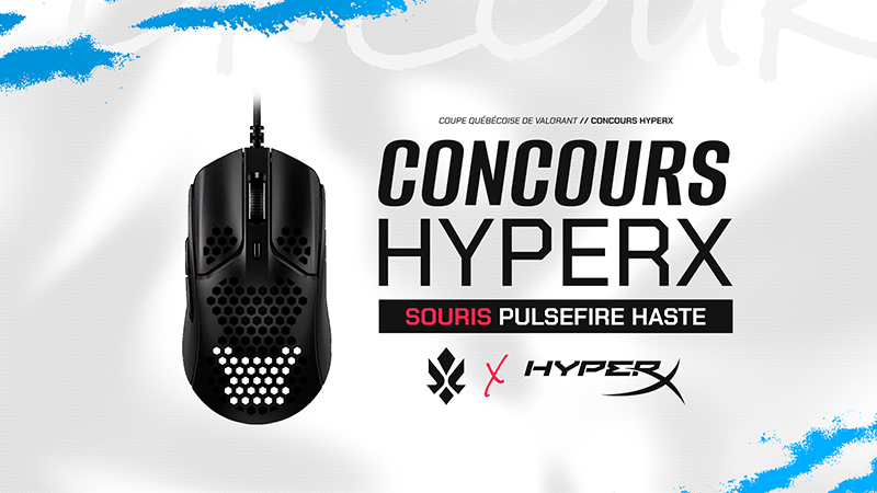 Courrez la chance de gagner une souris HyperX Pulsefire Haste !  Suivez les instructions pour participer :

1) Suivre <a href="/CQV_Officiel/">Coupe Québécoise de Valorant</a> et <a href="/HyperX/">HyperX</a>
2) Aimer et retweeter
3) Confirmez votre participation : gleam.io/competitions/l…

#CQV #VALORANT #CONCOURS