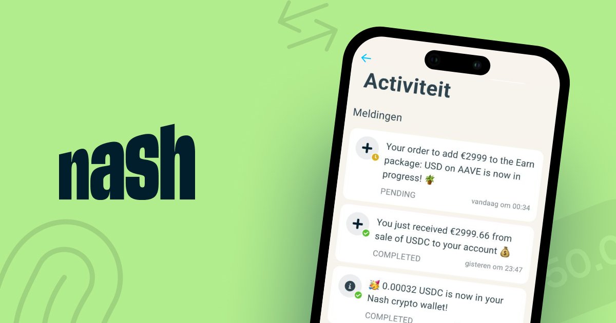 We are happy to announce the initial release of our Notification System is now available in the Nash App.

Download version 15.0.3 from your preferred App Store and try it out today: nashio.app.link/UyJbfDobSCb