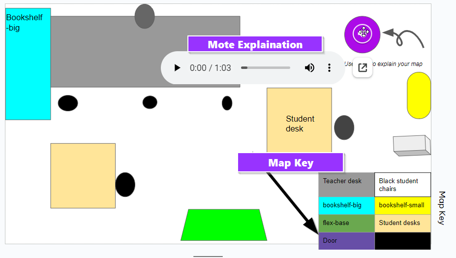 Brit_Horn_IT's tweet photo. I LOVE seeing 3rd grade students @RoanokeRangers map out their classroom in Google Slides using the Shape, Text, and Color tools! 

@justmoteHQ allowed students to provide a personal tour explaining the layout of the room 💜🎉. 

#NISDIT @ErinApplin @villarealkinder https://t.co/XQso5zIn11