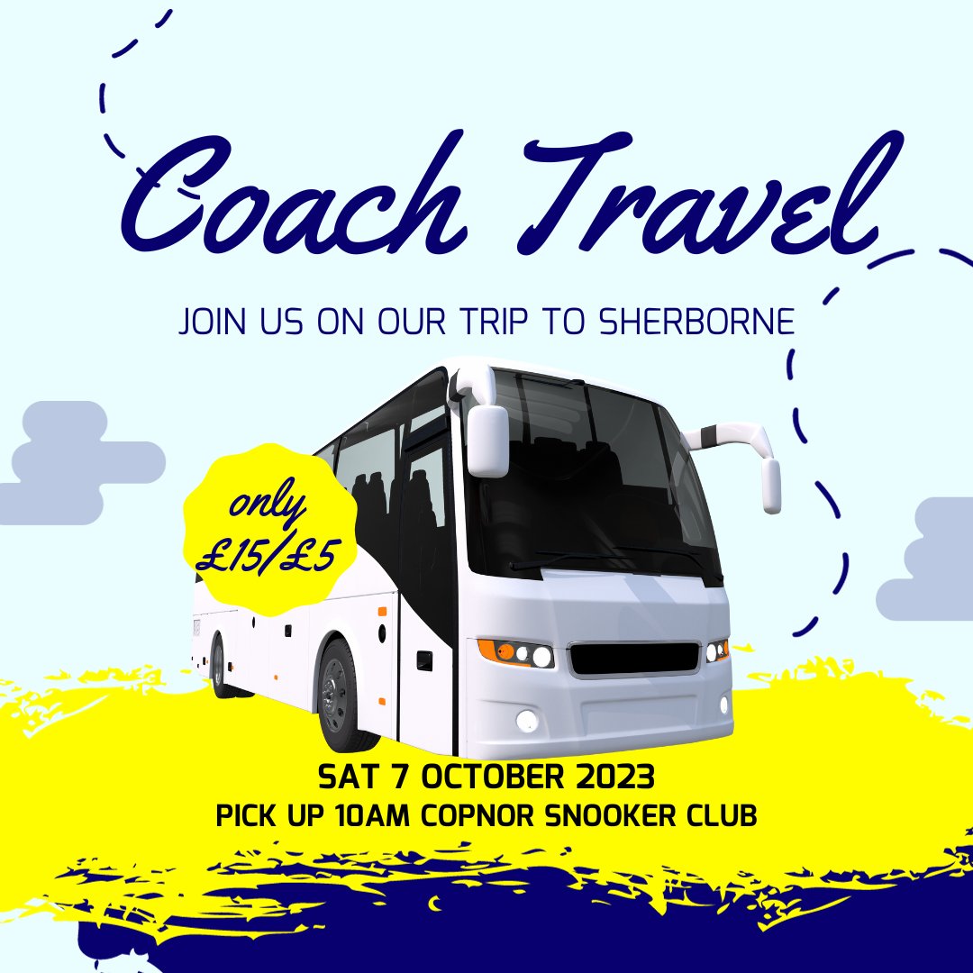 MONEYFIELDSFC's tweet photo. 🚌 | Join us on our trip to Sherborne this Saturday [7 October]. 

Coach is leaving Copnor Snooker Hall at 10am and  leaving Sherborne at 6pm.

Tickets are £15 Adults and £5 for U16s.

Please DM us or email secretary@moneysfc.co.uk if interested.

#UpTheMoneys https://t.co/QwaGbhpRr7