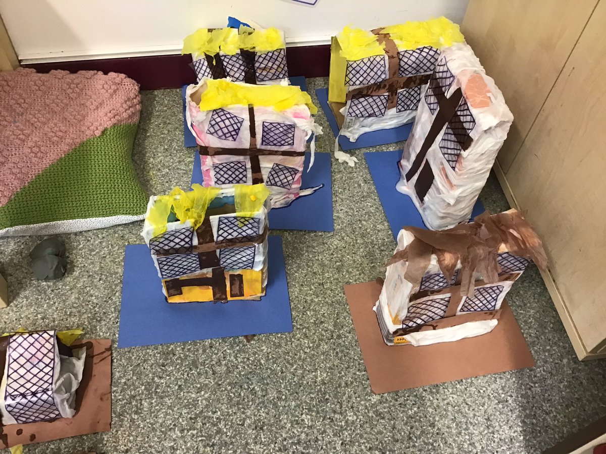 1bennion's tweet photo. Today we’ve made our own pudding lane using ‘timber frames’, ‘wattle and daub’ and ‘thatched straw rooves’. Fantastic show of unity with how well we have collaborated. Well done 2.3! https://t.co/hoxOmaGD4q