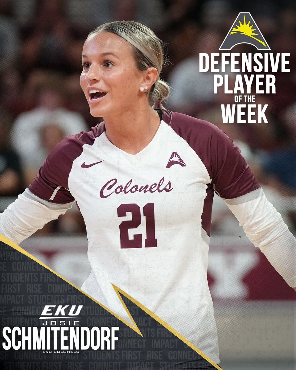 .@EKUVolleyball’s Sarah Mitchell claimed the #ASUNVB Player of the Week honor while Josie Schmitendorf was tabbed Defensive Player of the Week 💯💪🏐👀

📰 | asunsports.org/news/2023/9/29…

#GoBigE