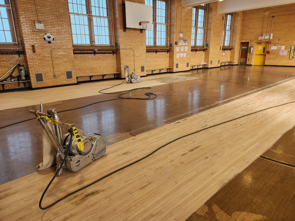 PS152Q's tweet photo. Our gym floor renovation has begun!! We are so grateful for this upgrade to our school. @nycdistrict30 @WToussaint4cec @D30PresCouncil https://t.co/YsbSM8EyH0