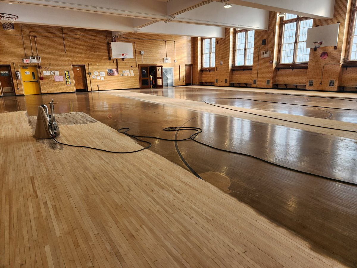 PS152Q's tweet photo. Our gym floor renovation has begun!! We are so grateful for this upgrade to our school. @nycdistrict30 @WToussaint4cec @D30PresCouncil https://t.co/YsbSM8EyH0
