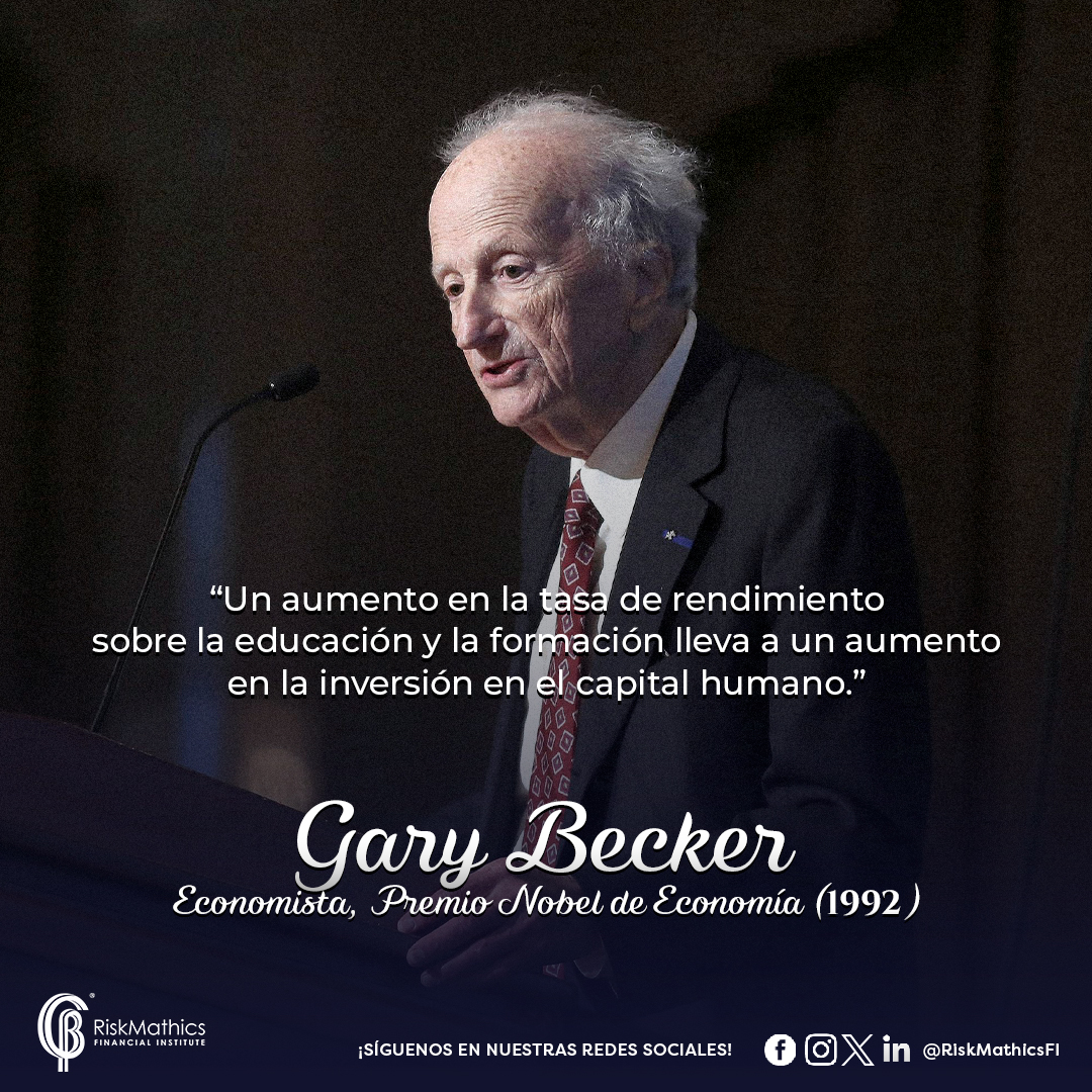 RiskMathicsFI's tweet photo. "Un aumento en la tasa de rendimiento sobre la educación y la formación lleva a un aumento en la inversión en el capital humano."
Gary Becker | Economista, Premio Nobel de Economía (1992)

#riskmathics #risk #LearningFromTheMasterMindsInFinance #GaryBecker #PremioNobel #Economía https://t.co/ISTkX8V7of