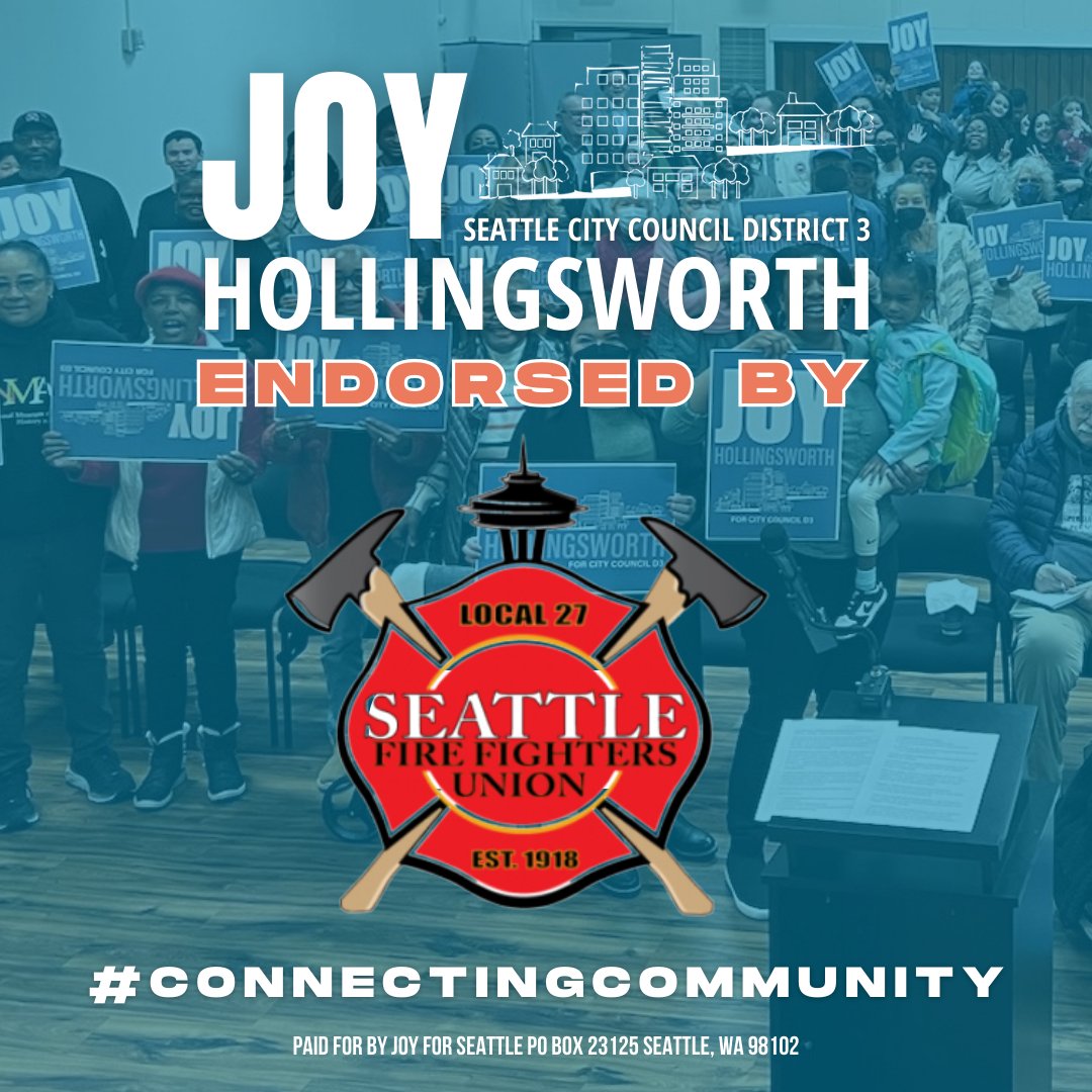 JoyForSeattle's tweet photo. So grateful to earn the endorsement of the Seattle Fire Fighters Union Local 27.
They work incredibly hard to keep our communities safe and healthy. We are super lucky to have them as our first responders.
#JoyforSeattle
#connectingcommunities
π¨π½βππ¨πΌβππ©πΎβππ©πΏβππ©π½βπππ https://t.co/aLhjE1wW8K