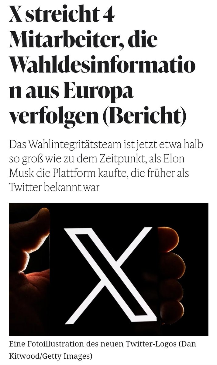 RitterinVomNi's tweet photo. "Die Kürzungen lösten bei den Regulierungsbehörden Bedenken aus und forderten die Plattform auf, sich an die Regeln zur Zensur von Wahllügen zu halten."
#MuskIsALiar
#XsuxX https://t.co/2vCpdO2SxK