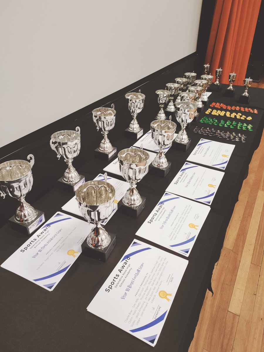 Trophies looking shiny ready for our 9th sports presentation evening. <a href="/snhsacademy/">Salendine Nook High School</a>