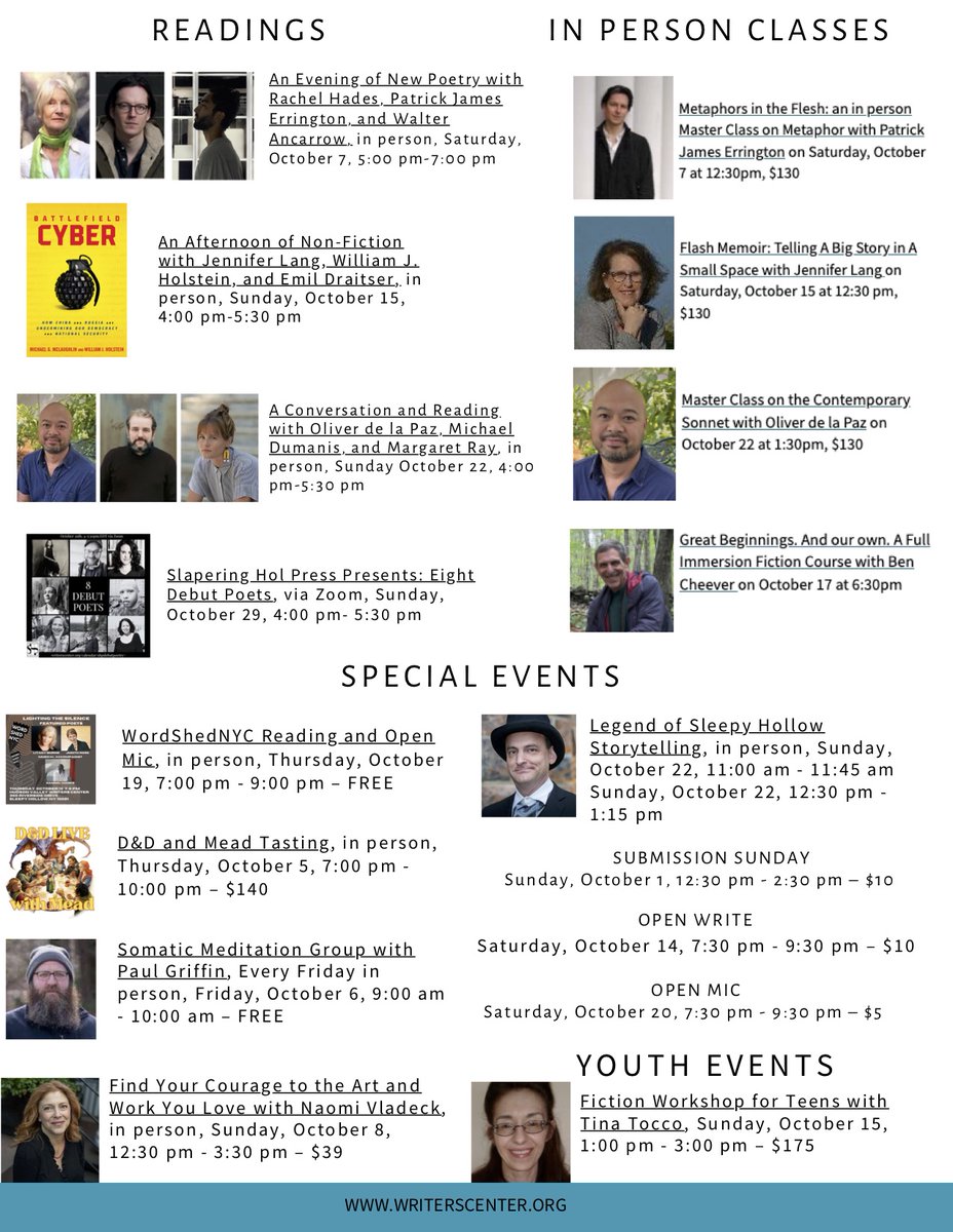 HVWritersCenter (@hvwriterscenter) on Twitter photo Join HVWC this October for Zoom & in person intensives, multi-week classes, readings, special events & more! writerscenter.org/calendar/ Join HVWC this October for Zoom & in person intensives, multi-week classes, readings, special events & more! writerscenter.org/calendar/