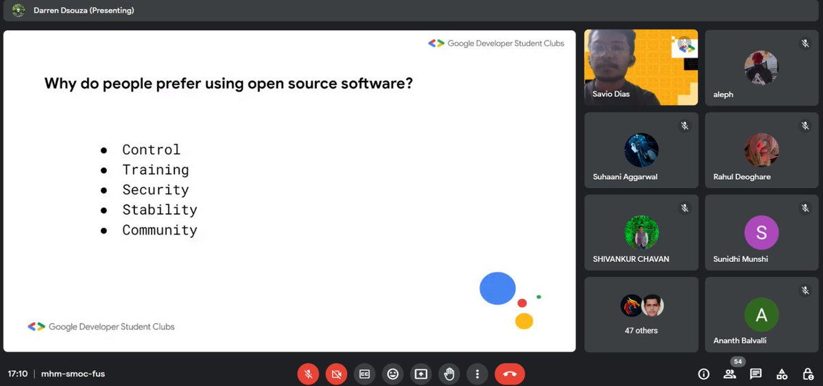 gdscfcrit's tweet photo. Today, we at GDSC FCRIT conducted our 2nd event - Introduction to Open Source. 
The speakers of the session gave detailed information about Open Source, the benefits, and the various Open Source programs. We express our sincere gratitude to the speakers and all the participants✨ https://t.co/mS1Io8z34O