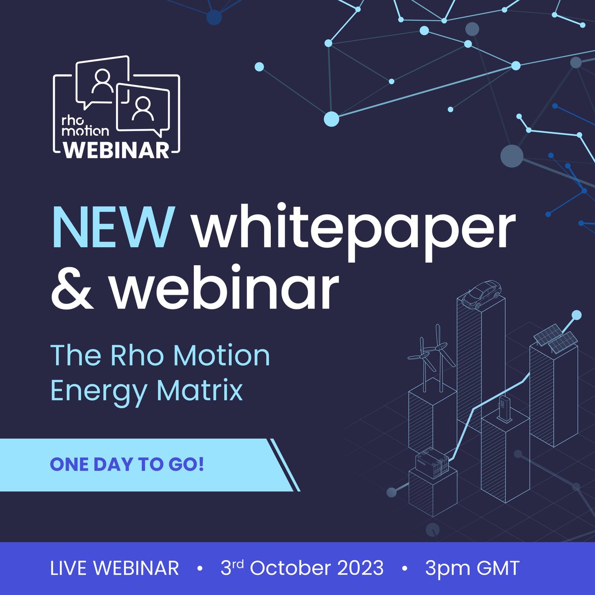 rhomotion's tweet photo. ENERGY MATRIX WEBINAR & WHITEPAPER - Last chance to register

Join us tomorrow (3rd October) at 3pm (UK Time), where analysts Shan Tomouk and Jeanne Buée will be delving into the decarbonisation efforts across multiple sectors and technologies.

Register here: https://t.co/azs8qyuVaz

All registrants to the webinar will also be provided with a complimentary copy of the Energy Matrix whitepaper, which provides both a macro view of the overall energy landscape while leveraging our expertise and unrivalled detail at the industry and technology level.

#energytransition #ev #event #solarenergy #windenergy #renewableenergy