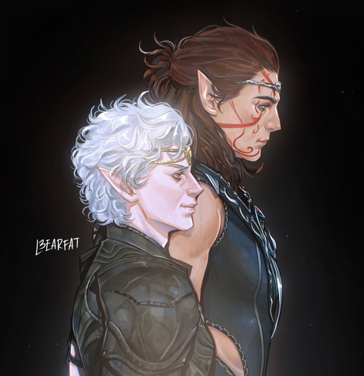 L3earfat's tweet image. Elves 🐻🦇🖤🖤

#Astarion #Halsin #BG3 #BaldursGate3