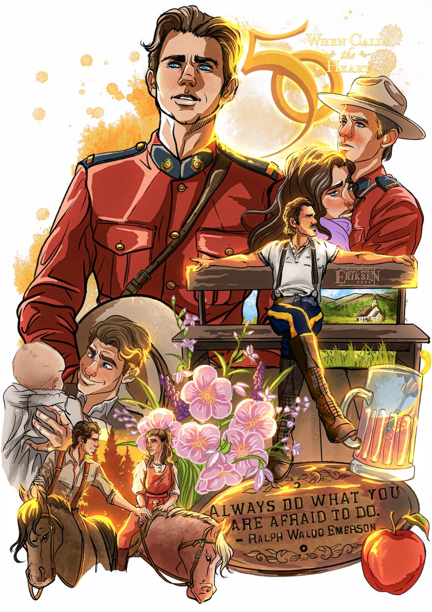 LineMEriksen's tweet photo. At @kevin_mcGarry ‘s 50th E. Anniversary I drew this ❤️ Thank you all who already has liked and shared this art around ❤️🙏can you find all the Easter eggs ? 😘 @SuspendersU @hallmarkchannel @WCTH_TV #WhenCallstheHeart https://t.co/NaDMaHcj7c