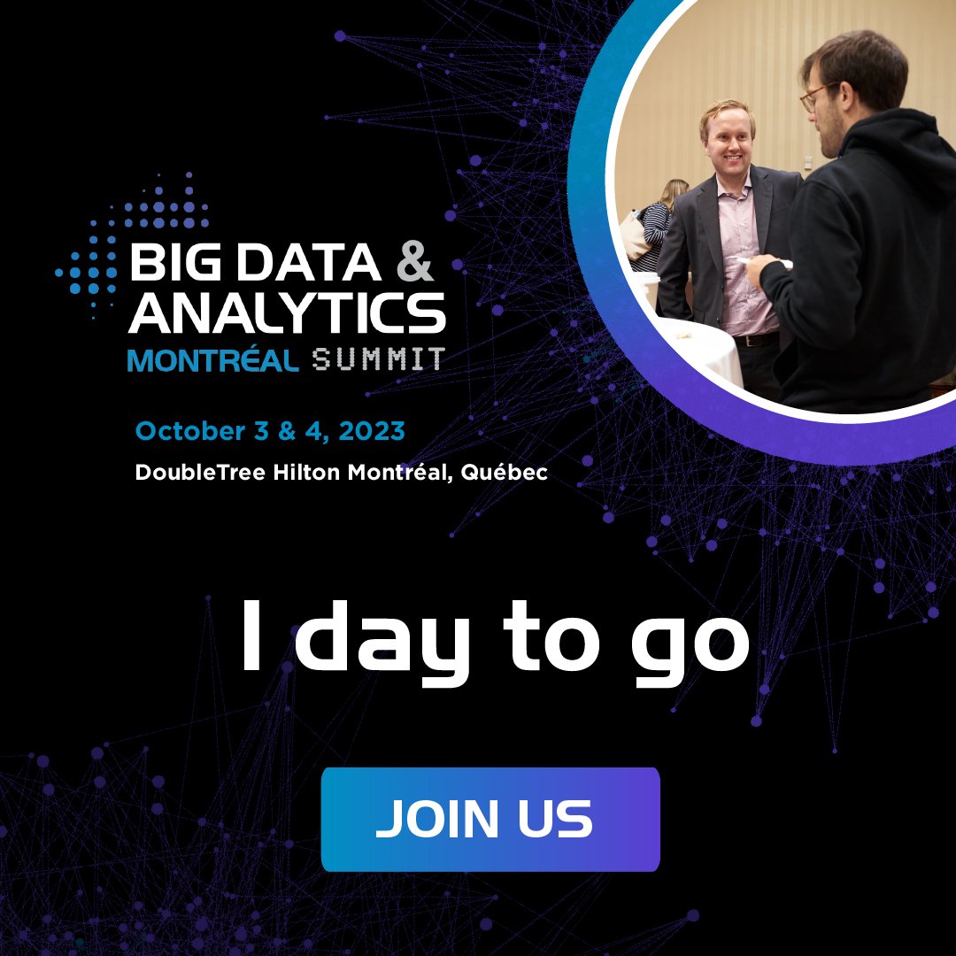 The Big Data &amp; Analytics Montréal Summit kick starts tomorrow at the DoubleTree par Hilton Montréal! Join in-person or virtually: hubs.li/Q023-C1n0  #BigDataSummit #DataStrategy #Analytics #BigDataCanada #BigDataMontrealSummit #BigDataAnalytics #ChatGBT #DataGovernance