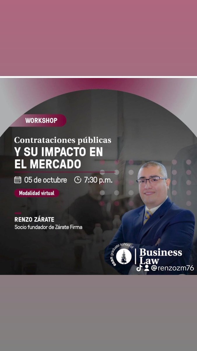 renzozarate's tweet photo. Este jueves 05/10 a las 7:30 p.m. seré el Expositor en el Workshop de la @universidadesan, sobre “Contrataciones Públicas y su impacto en el mercado”. 

✏️El Worshop es gratuito y pueden inscribirse en el siguiente enlace👇:
📍https://t.co/2b6n1KhM91
📍Cordialmente invitados!! https://t.co/FRL7uL4UOy