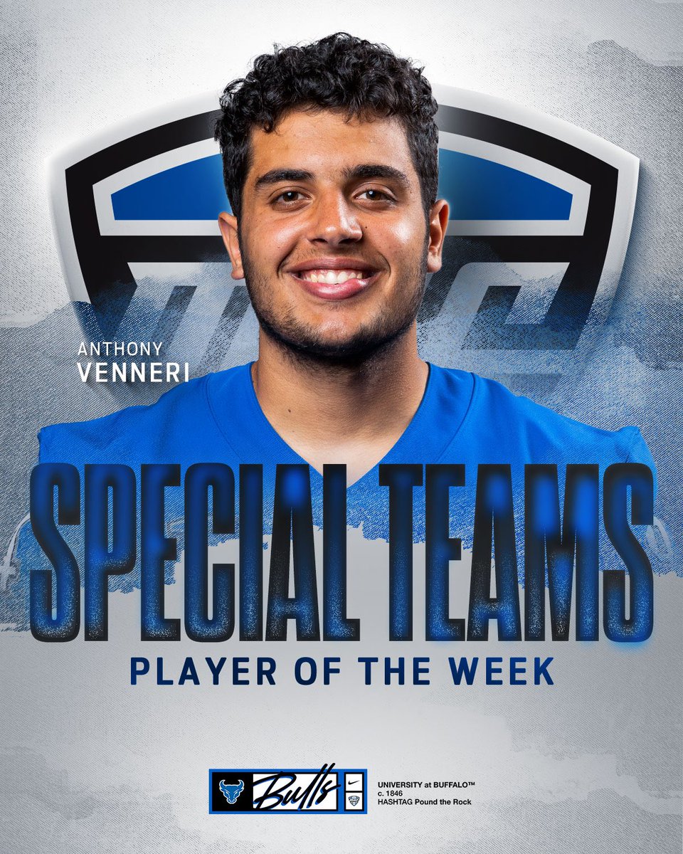 Anthony Venneri named MAC East Special Teams Player of the Week!

🔗 ubbulls.com/news/2023/10/2…

#UBhornsUP l #PoundTheRock