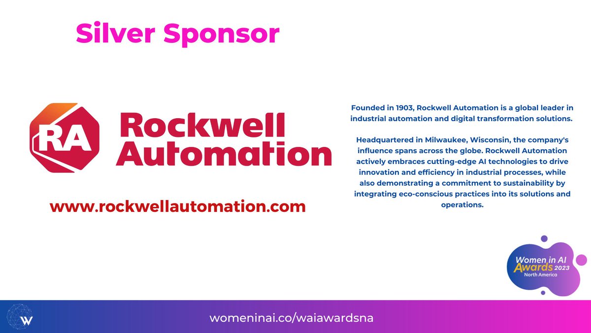 Women in AI Awards NA (@waiawardsna) on Twitter photo ๐ขPresenting <a href="/ROKAutomation/">Rockwell Automation</a> as the ๐๐ข๐ฅ๐ฏ๐๐ซ ๐๐ฉ๐จ๐ง๐ฌ๐จ๐ซ for <a href="/WAIAwardsNA/">Women in AI Awards NA</a> 2023.
Rockwell Automation is a global leader in industrial automation and digital transformation solutions.
Learn more: rockwellautomation.com bit.ly/WaiAwardsNA23
<a href="/BigDataAITO/">Big Data and AI Toronto</a> ๐ขPresenting <a href="/ROKAutomation/">Rockwell Automation</a> as the ๐๐ข๐ฅ๐ฏ๐๐ซ ๐๐ฉ๐จ๐ง๐ฌ๐จ๐ซ for <a href="/WAIAwardsNA/">Women in AI Awards NA</a> 2023.
Rockwell Automation is a global leader in industrial automation and digital transformation solutions.
Learn more: rockwellautomation.com bit.ly/WaiAwardsNA23
<a href="/BigDataAITO/">Big Data and AI Toronto</a>