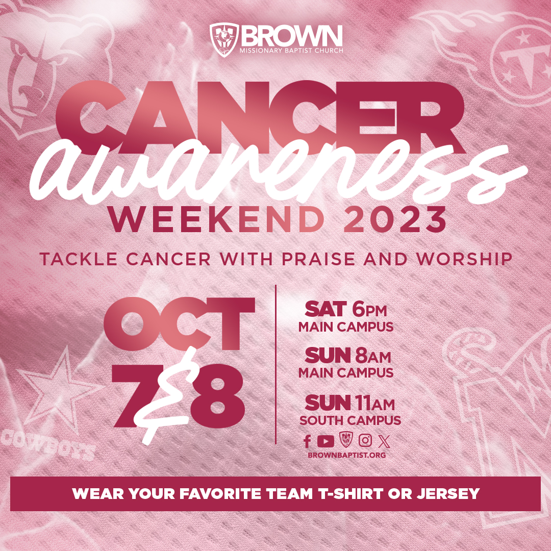 BrownBaptist's tweet photo. October is Cancer Awareness Month! Join us October 7-8 as we celebrate ALL cancer survivors! 🩷
#brownbaptist #bmbc #yearofhousing #october #cancermonth #cancerawareness https://t.co/E0VA3SMUO2