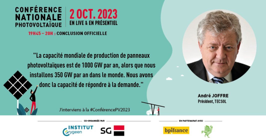💡 Cloture officielle de la conférence : Andre Joffre, Président du groupe TECSOL et Véronique Loctin, Directrice de la RSE du réseau SG en France partagent leurs expériences.

#ConferencePV2023 #energiesrenouvelables #innovations #solaire #photovoltaïque