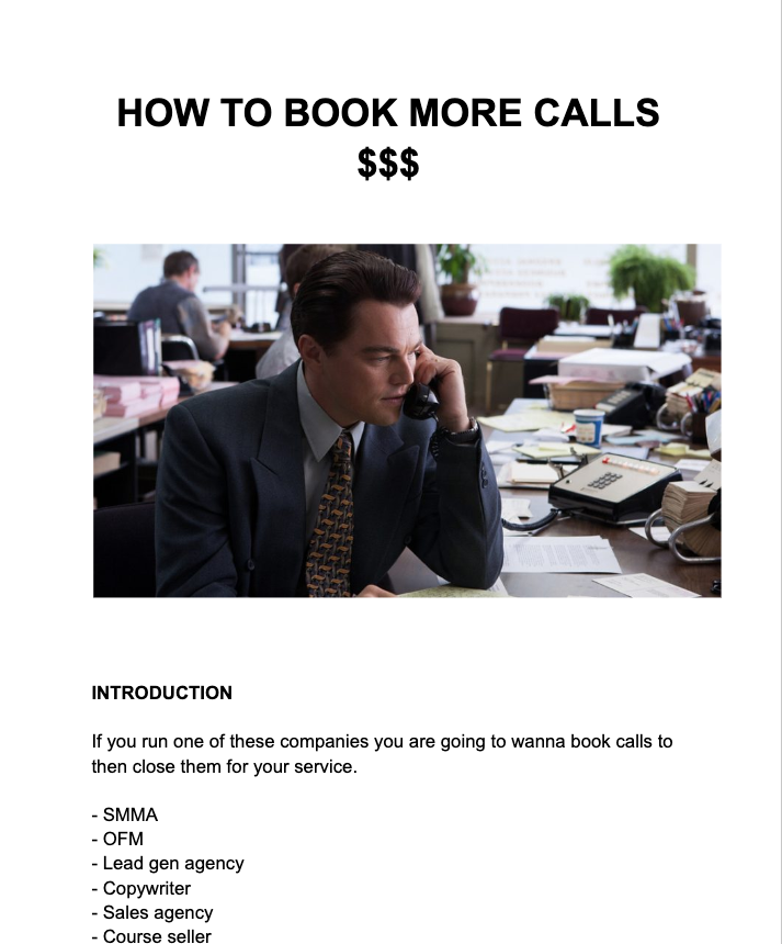 so i just built this quick sheet on how to book more calls (pretty sick read)

Like + RT + Comment "Calls" and ill DM the full thing