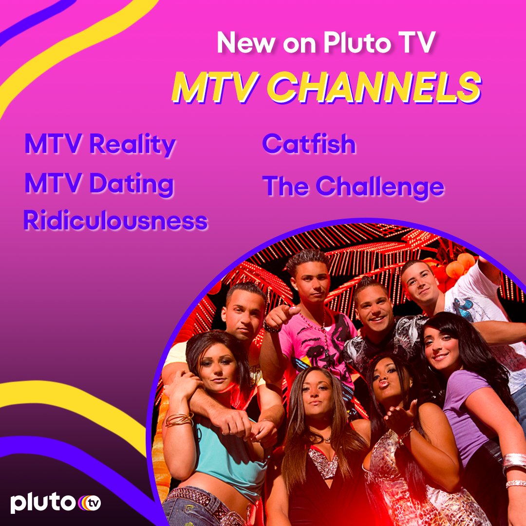 plutotvca's tweet photo. Whether you want to watch the chaos of Jersey Shore, the drama of Catfish, or the hilariousness of Ridiculousness, we have you covered with these 5 new MTV channels.
Available for free on Pluto TV! π
#PlutoTVca #StreamNowPayNever https://t.co/YcgKzNUFr5