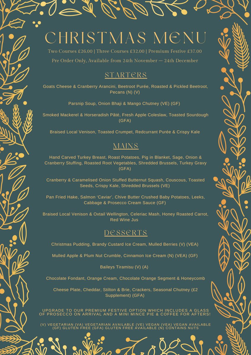 It’s never too early for Christmas!

Whether your prepping your family get-together, friends dinner or your staff party, we’re here to help you celebrate in style🎄

Choose from 2-courses, 3-courses or our premium festive!😋

Get in touch today🎅🏽