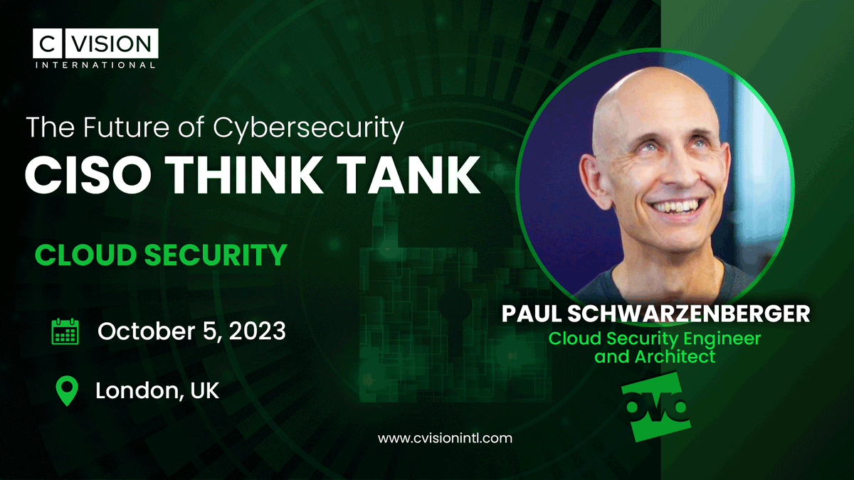 Paul Schwarzenberger (@paulschwarzen) on Twitter photo Looking forward to discussing #cloudsecurity at the <a href="/Cvisionintl/">C-Vision International</a> CISO ThinkTank on Thursday 5 October 🚀 Looking forward to discussing #cloudsecurity at the <a href="/Cvisionintl/">C-Vision International</a> CISO ThinkTank on Thursday 5 October 🚀
