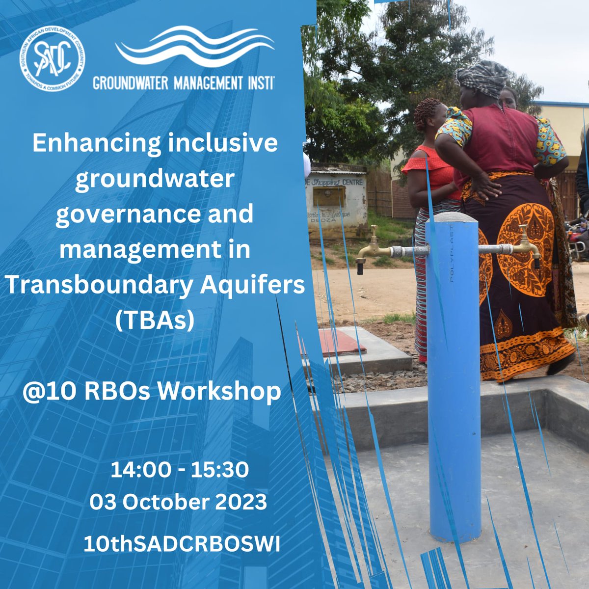 SADC Groundwater Management Institute (SADC-GMI) (@sadc_gmi) on Twitter photo Join the SADC-GMI team as they unpack groundwater inclusivity and governancein transbounday Aquifers in the special session tomorrow at 14:00, on 03 Oct2023 <a href="/OKACOM/">OKACOM</a> <a href="/SADC_News/">SADC Secretariat</a> <a href="/GWPSAF/">GWP Southern Africa</a> #SADCGMI #10THSADCRBOSWI Join the SADC-GMI team as they unpack groundwater inclusivity and governancein transbounday Aquifers in the special session tomorrow at 14:00, on 03 Oct2023 <a href="/OKACOM/">OKACOM</a> <a href="/SADC_News/">SADC Secretariat</a> <a href="/GWPSAF/">GWP Southern Africa</a> #SADCGMI #10THSADCRBOSWI