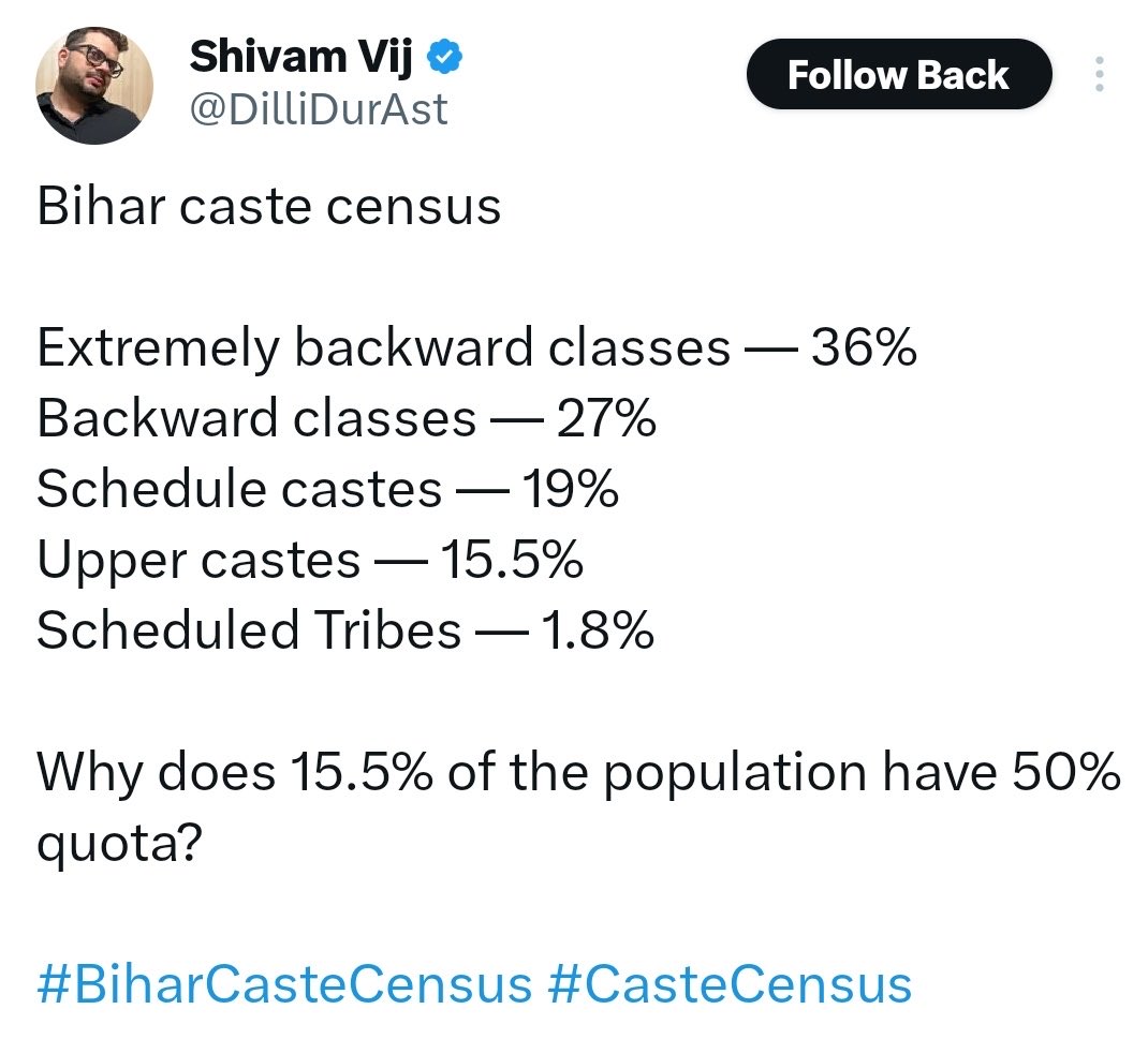 GabbbarSingh's tweet photo. JNU product humanities expert. 50% is unreserved. Everybody can fight for those seats. All castes. Aise to chutiye bhare hai. https://t.co/PJL5PrT4Br