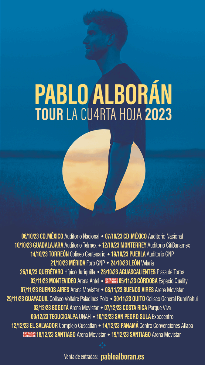 AlboranTeam's tweet photo. #Vídeo Así se vivieron este finde los conciertos de @pabloalboran presentando #TourLaCuartaHoja el viernes en el Polideportivo Pisuerga de Valladolid y el sábado en el Coliseum de A Coruña.

Ahora la gira pone rumbo a Latinoamérica, primera parada México 🎟https://t.co/lEOHO0Vqjp https://t.co/coHcpyqoyC