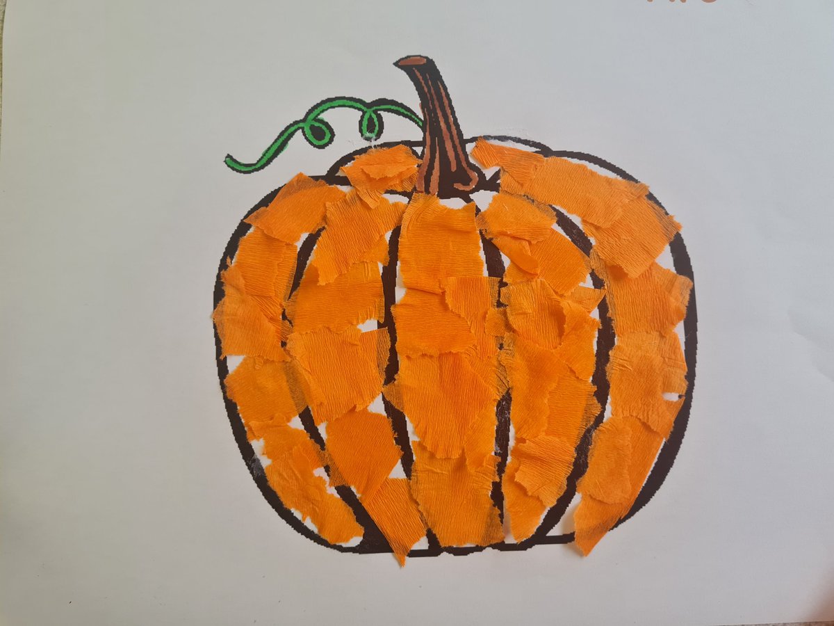 littleacorns_bc's tweet photo. @GilberdykeRocks the children are creating pumpkin art this week using crepe paper and felt tips. The challenge is to stay in the lines. https://t.co/ol4hjorvB1