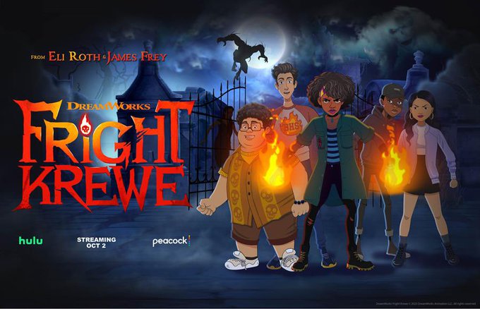 TVTango's tweet photo. 🌟Stream Now @hulu @peacock Premiere @Dreamworks @eliroth #JamesFrey Animated Series #FrightKrewe Starring @SydneyMikayla #GraceLu #TimJohnsonJr #JacquesColimon @littlegardenhig @VanessaHudgens @ChesterRushing @yakkopinky @GreyDeLisle About https://t.co/XomsQhVx2N https://t.co/BgnX1uoHiq