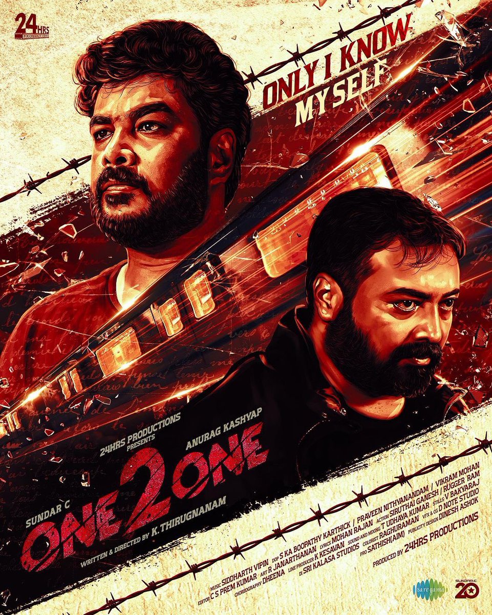 Here it's the first look poster of #SundarC and #AnuragKashyap’s next titled as #𝐎𝐧𝐞𝟐𝐎𝐧𝐞
.
Written and Directed by #KThirugnanam
.
#OCDTimes #24hrsproductions #One2OneMovie #121Movie