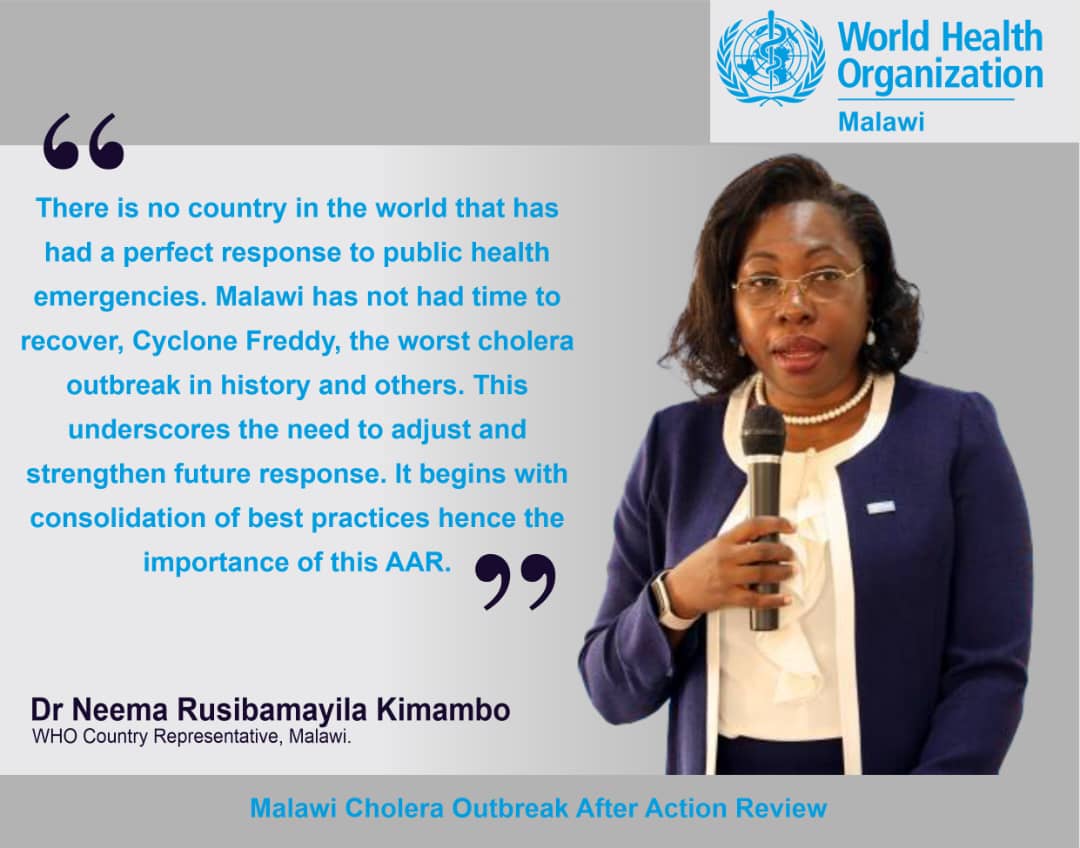 Highlights: National Cholera Outbreak Review
<a href="/kimamboRN/">Dr. Neema Rusibamayila Kimambo</a> <a href="/WHOMalawi/">WHOMalawi</a>
#MALAWI
#EndCholera #CholeraOutbreakReview
#HealthEmergencyPreparedness