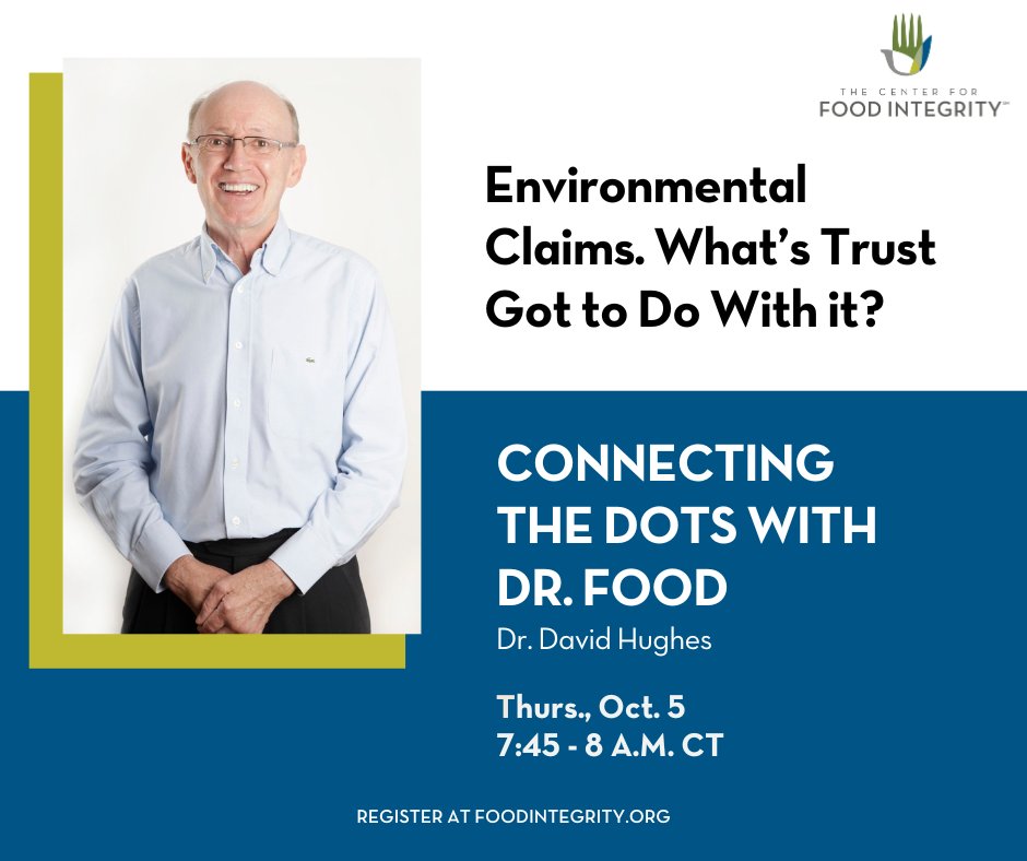 What do trust and #environmental efforts have to do with each other? Our Oct. 5 “Connecting the Dots with Dr. Food” explores how skepticism is growing about environmental programs and commitments. Don’t miss the fastest 15 minutes in food! Register today! lookeast.zoom.us/webinar/regist…