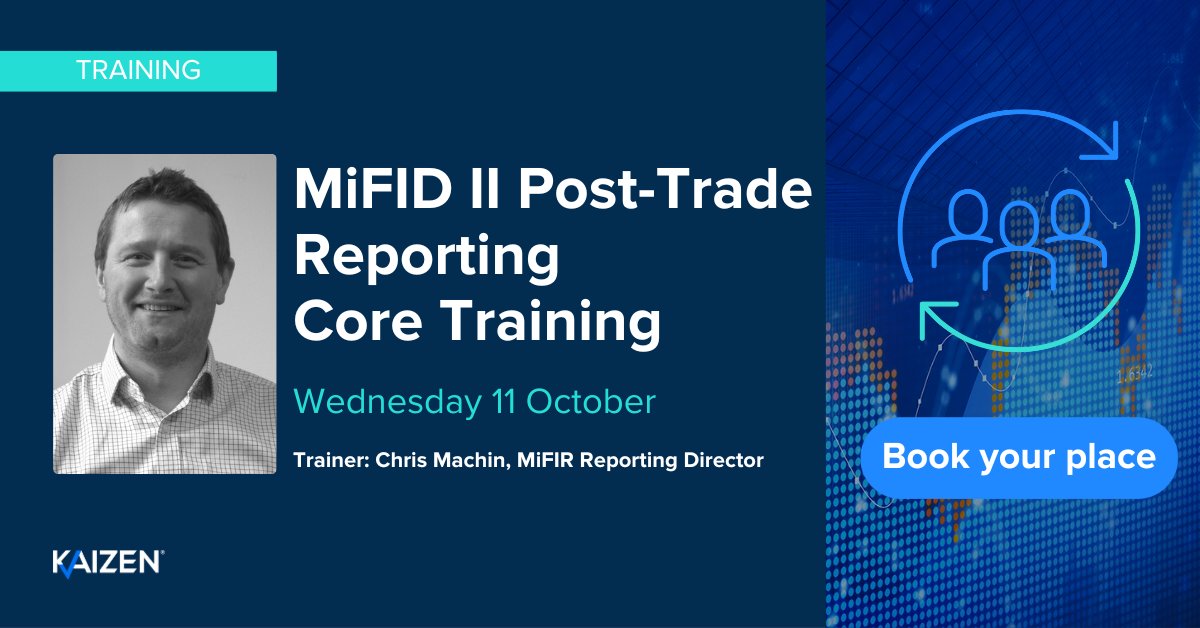 kaizenreporting's tweet image. Learn how you can achieve accurate and complete #MiFIDII #PostTradeReporting with our upcoming CPD-accredited core training course.

Find out more and book here: bit.ly/3arno4N