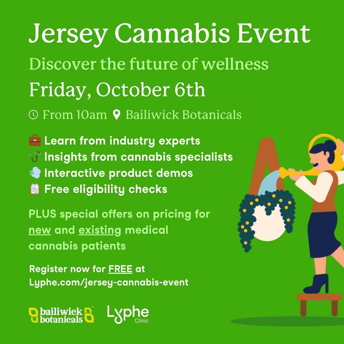 🇯🇪 Jersey-based residents &amp; cannabis patients! We will be hosting our first Jersey Cannabis Event THIS Friday!

Make sure to register to ensure access. RSVP &amp; find out more here: Lyphe.com/jersey-cannabi…

📅 Oct 6, from 10am  
📍 Bailiwick Botanicals, 1 Queen Street, Jersey