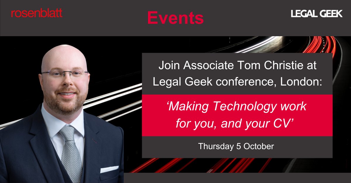 Join Associate Tom Christie on Thursday 5 October at the <a href="/wearelegalgeek/">Legal Geek</a> conference in London.

Tom and Tom McKechnie Ward will discuss how being tech savvy can provide faster results and profits, which in turn can boost your CV.
 
Tickets: bit.ly/3PHoPQ4

#LegalGeek