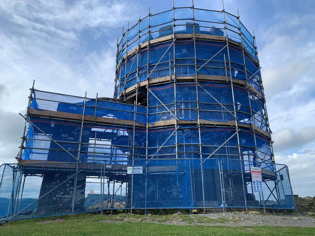 Encased in a temporary blue wrap, Old John Tower at Bradgate Park is ready for essential repairs to the fabric of the building!