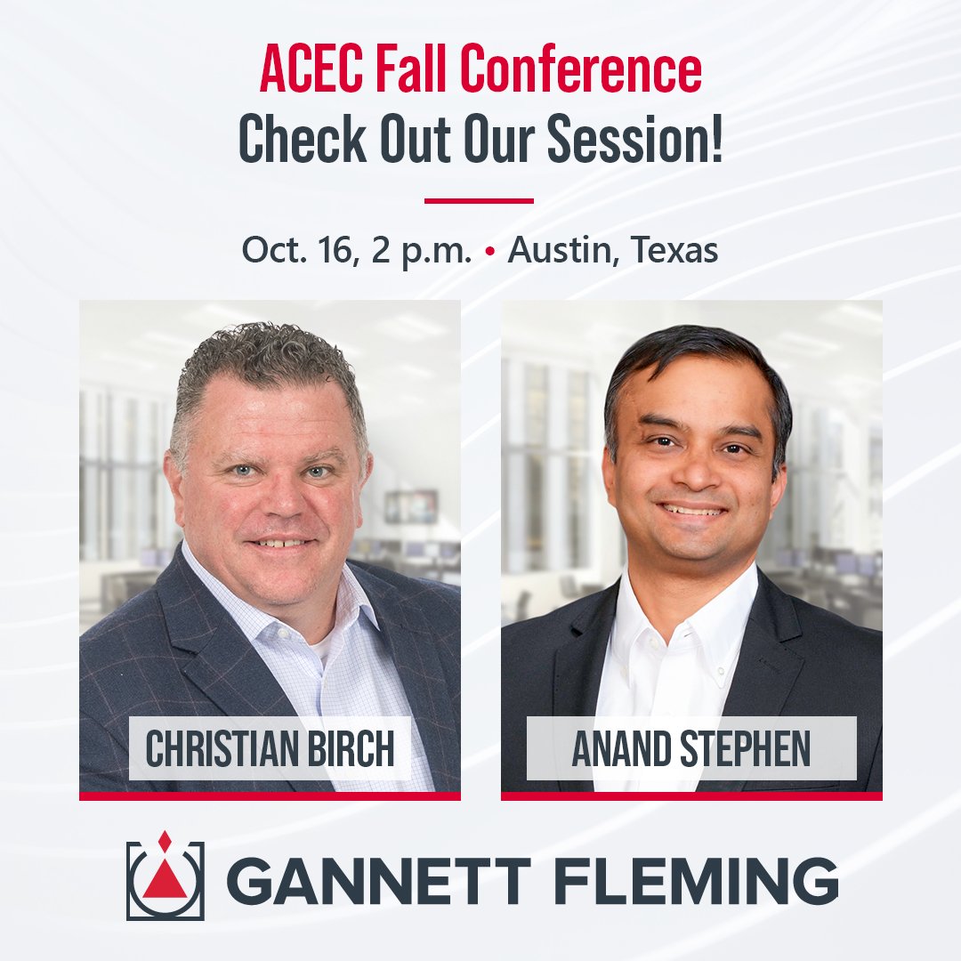 ChristianBirch's tweet photo. Join me and my @Gannett Fleming colleague @anandstephen , CME, PE, CSM at the @American Council of Engineering Companies (ACEC) Fall Conference as we discuss the power and liabilities of generative AI during our presentation “AI: Opportunities vs. Risks.” https://t.co/lK0agnoevi